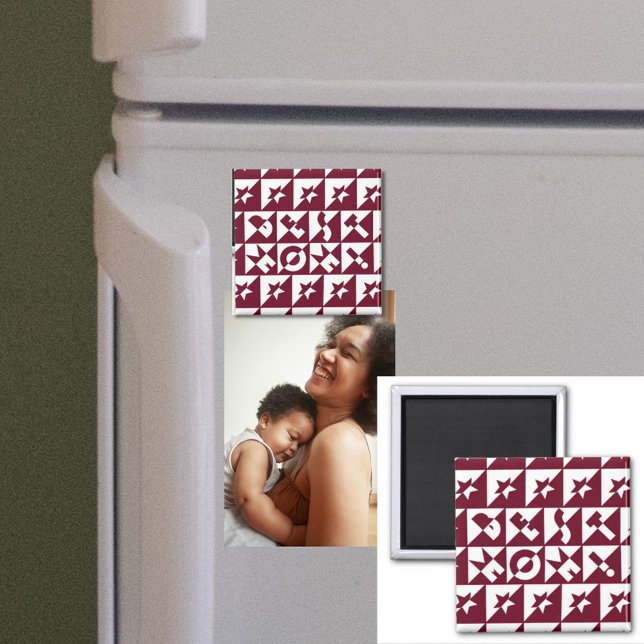 Best Mom Red and White Pattern with Stars Magnet (Creator Uploaded)