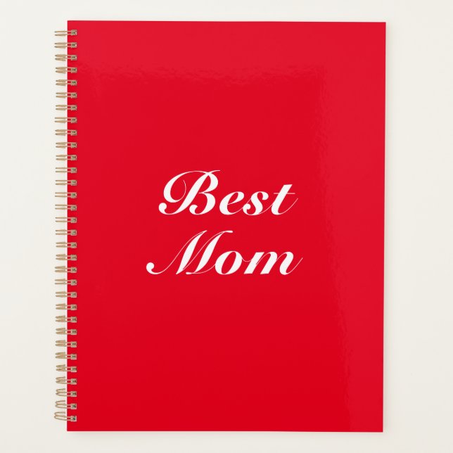 Best mom red classic script elegant stylish cute planner (Front)