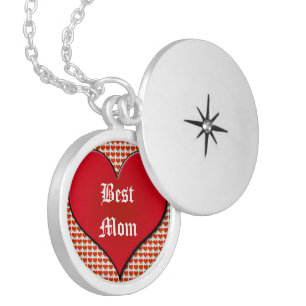 Best Mom Red Heart Pattern Necklaces