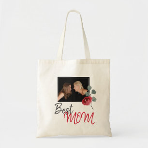Best Mom Red Rose Watercolor Floral Mother`s Day Tote Bag