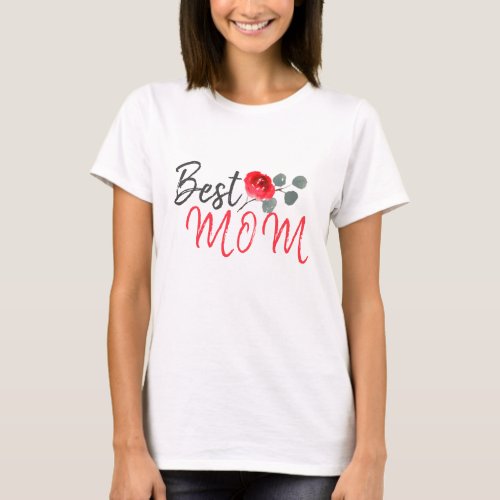 Best Mom Red Rose Watercolor Mother`s Day T-Shirt - Best Mom Red Rose Watercolor Mother`s Day T-shirt. The design has a red watercolor flower and twig. Mom and kid with coordinating t-shirts - great for Mother`s Day. You can find the best kid t-shirt in the collection below. 