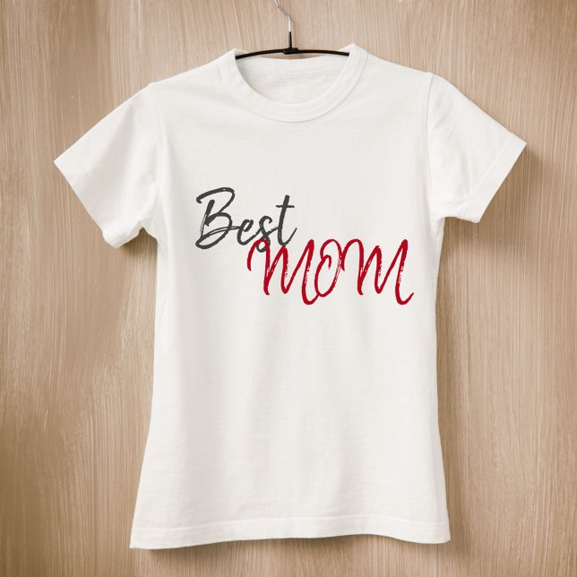 Best Mom Red Script Simple Mother`s Day T-Shirt (Creator Uploaded)