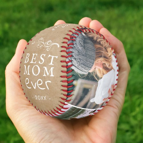Best Mom Rustic Foliage 3 Custom Photos Mother Baseball
