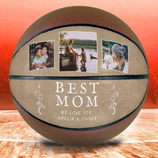 Best Mom Rustic Foliage 3 Custom Photos Mother Basketball (Creator Uploaded)