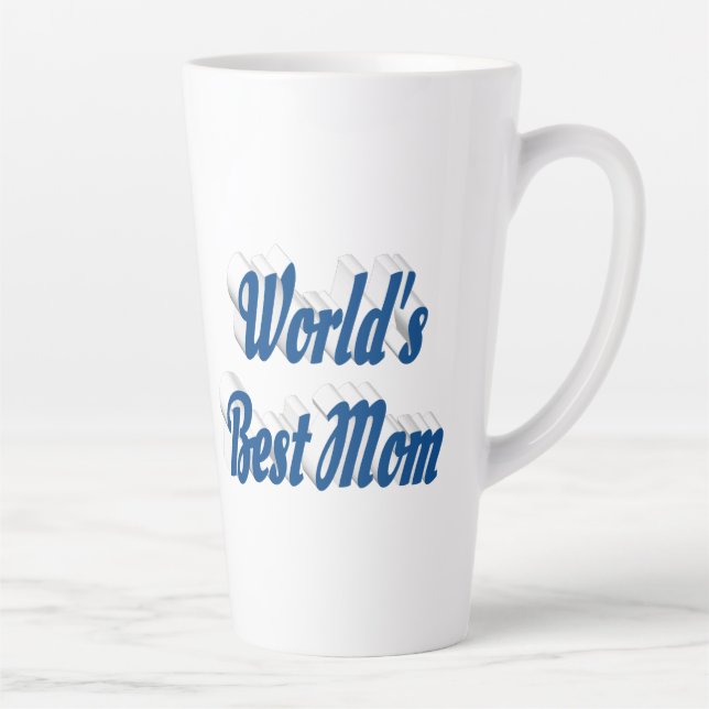 Best Mom sea blue text Latte Mug (Right)