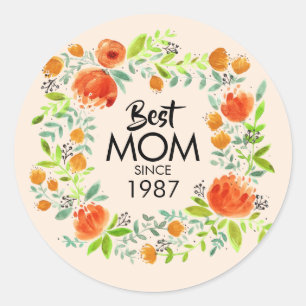 Best Mom Since Watercolor Floral Stickers