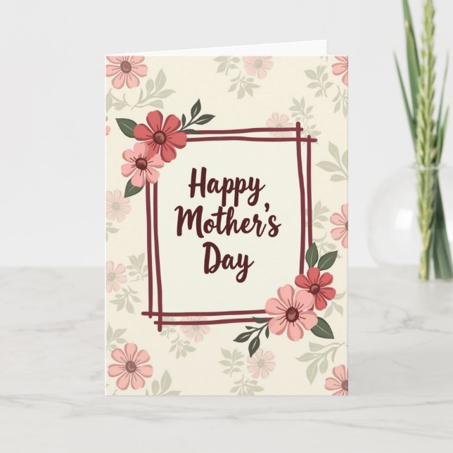 Best Mom Sketched Flower Card (Front)