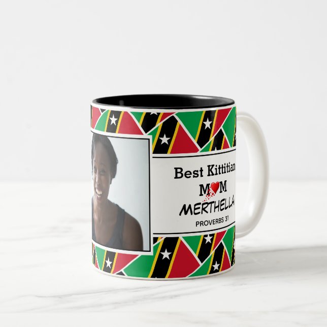 BEST MOM ST KITTS Photo Two-Tone Coffee Mug (Front Right)
