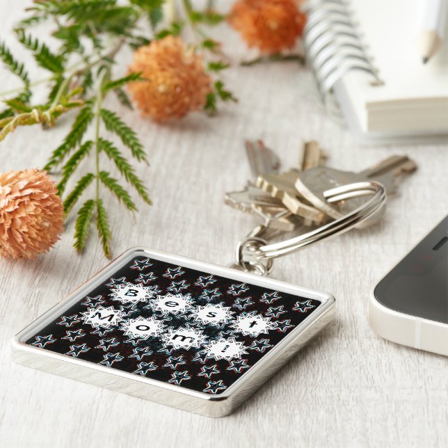 Best Mom Stars in Neon Key Chain (Side)