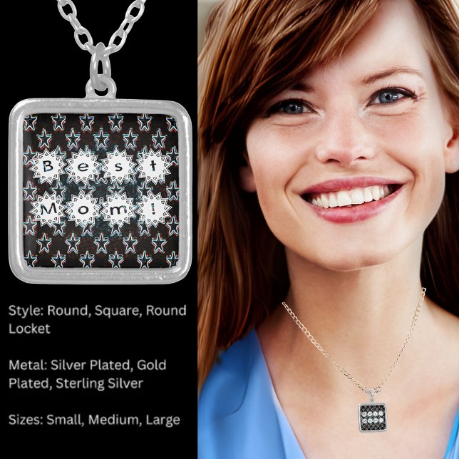 Best Mom Stars in Neon Silver Plated Necklace (Best Mom Stars in Neon Silver Plated Necklace)