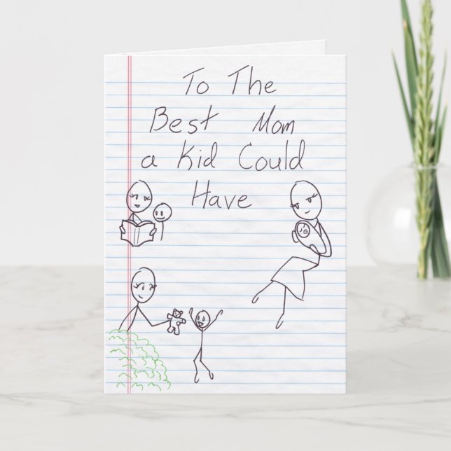 Best Mom Stick Figure Mother's Day Card (Front)