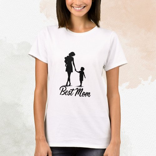 Best Mom T_Shirt Mom with Kids Black White