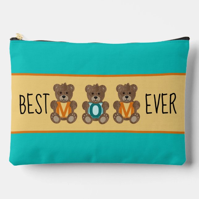Best Mom Teddy Bears Large Accessory Pouch (Front)