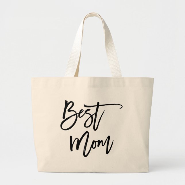 Best Mom Trendy Lettering Large Tote Bag (Front)