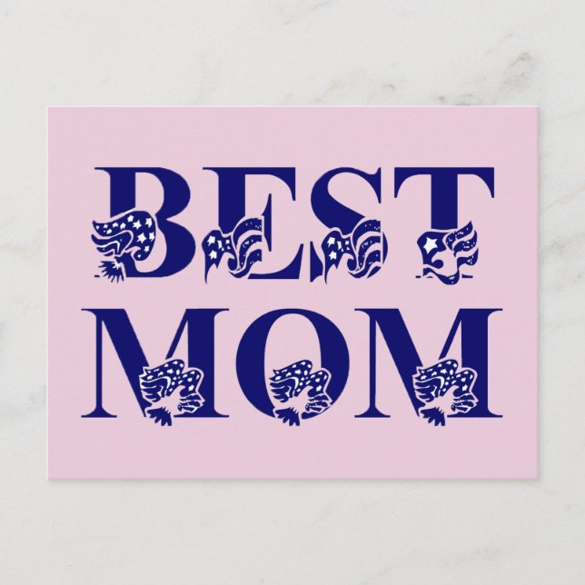 Best Mom USA Flag Text Postcard (Front)