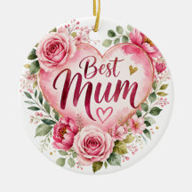 Best Mom Watercolor Floral Heart Design