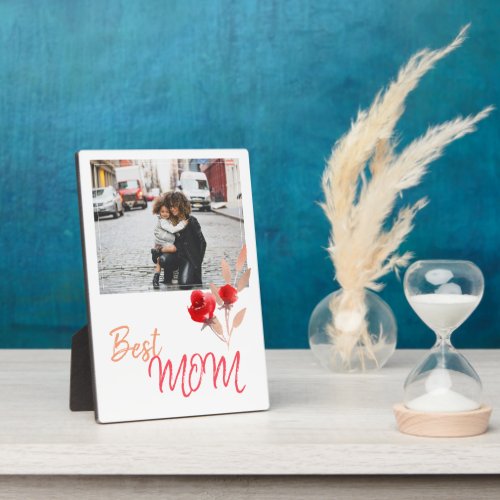 Best Mom Watercolor Red Roses Mothers Day Photo Plaque