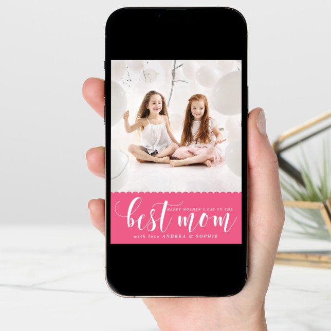 Best Mom | White Modern Calligraphy Mother's Day Card (Front Digital)