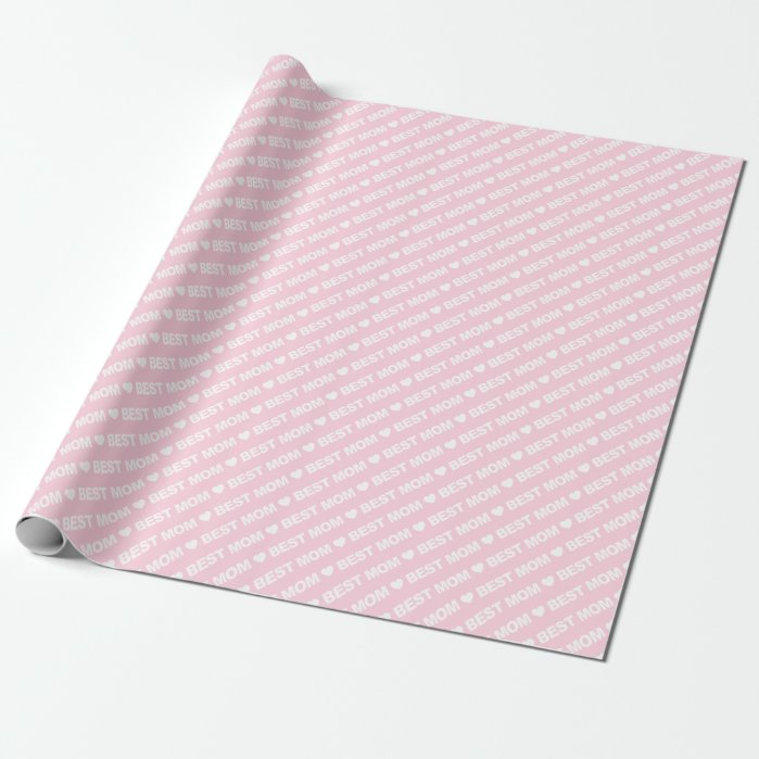 Best Mom White on Light Pink Wrapping Paper