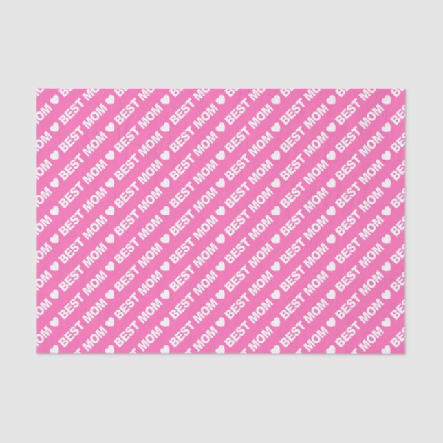 Best Mom White on Pink Tissue Paper (Front)