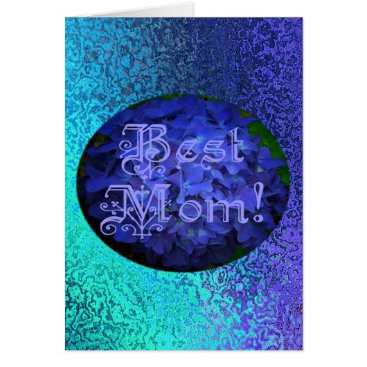 Best Mom with Blue Flower Background Cards (Front)