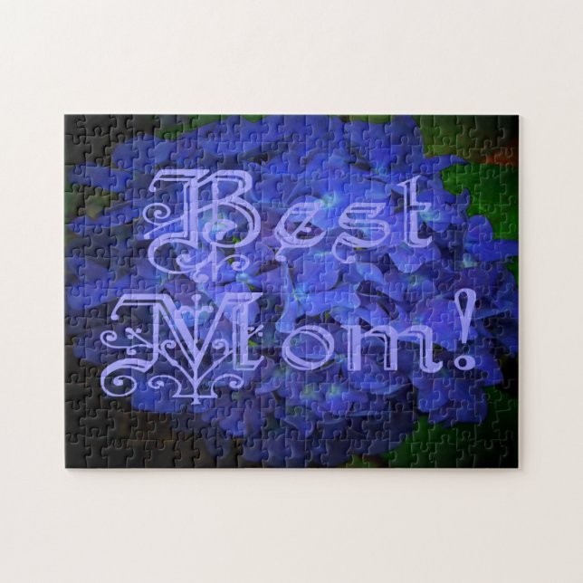 Best Mom with Blue Flower Background Jigsaw Puzzle (Horizontal)