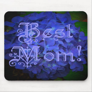 Best Mom with Blue Flower Background Mouse Pad