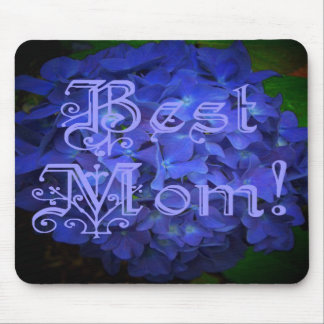 Best Mom with Blue Flower Background Mouse Pad
