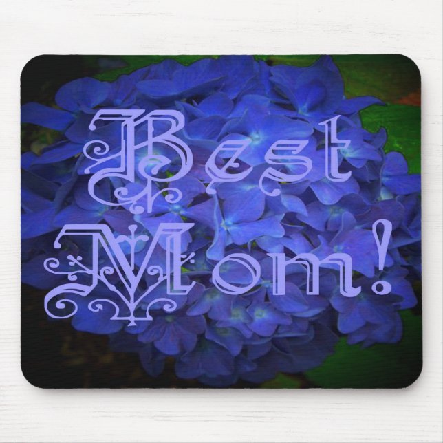 Best Mom with Blue Flower Background Mouse Pad (Front)