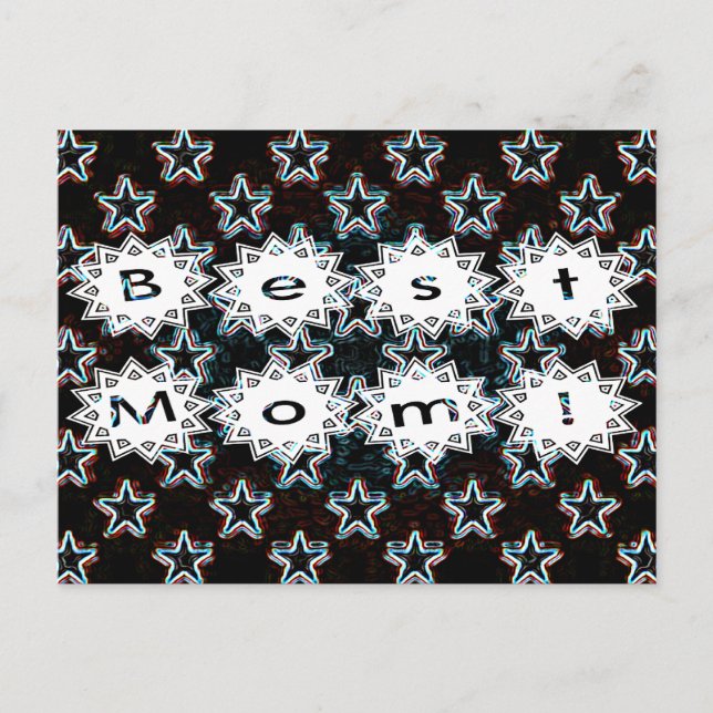 Best Mom with Neon Stars Postcard (Front)