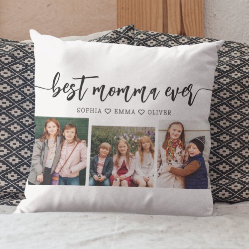 Best Momma Ever _ Mothers Day Photo Collage Throw Pillow