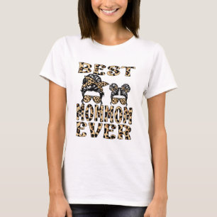 Best Mommom Ever Leopard Plaid Mother's Day T-Shirt