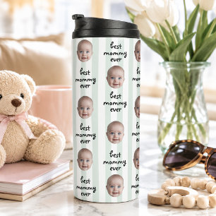 Best Mommy Ever Baby Face Photo Cutout Funny Cute Thermal Tumbler
