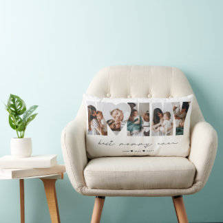 Best Mommy Ever Modern Photo Collage Mother's Day Lumbar Pillow