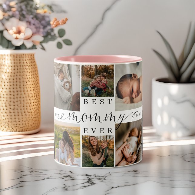 Best Mommy Ever | Mother's Day 8 Photo Collage Two-Tone Coffee Mug (Best Mommy Ever | Mother's Day 8 Photo Collage Two-Tone Coffee Mug (Front))