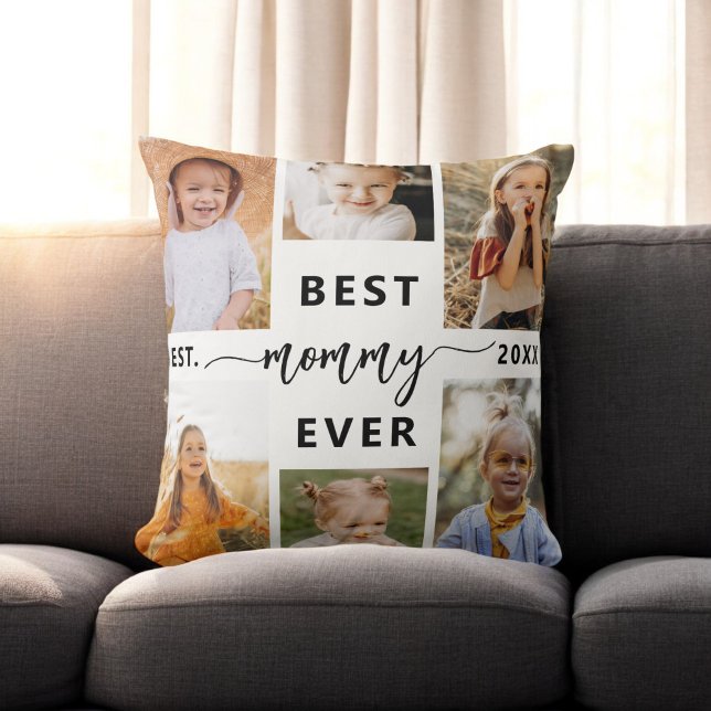 Best Mommy Ever - Mother's Day Photo Collage Throw Pillow (Creator Uploaded)