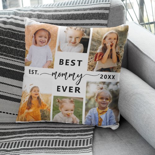 Best Mommy Ever _ Mothers Day Photo Collage Throw Pillow