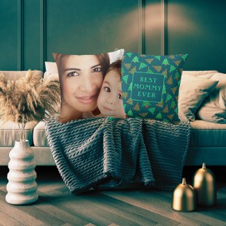 Best Mommy Ever Photo Christmas Tree Pattern Green