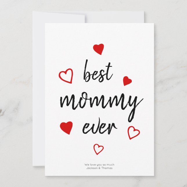 Best Mommy Ever Red Heart No Photo Mother's Day Holiday Card (Front)