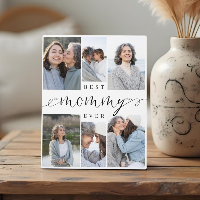 Best Mommy Ever Script 6 Photo Collage Keepsake Plaque (Best Mommy Ever Script 6 Photo Collage Keepsake Plaque)