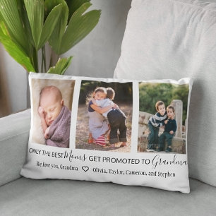 Best Moms Get Promoted to Grandma 3 Photo Lumbar Pillow