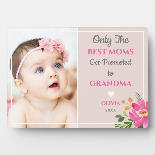 Best Moms Get Promoted To Grandma Pink Photo Plaque