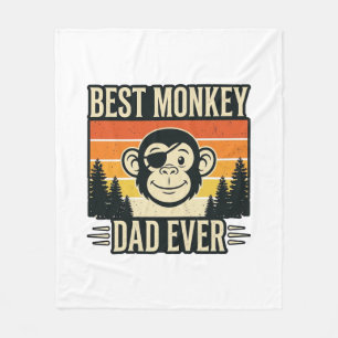 Best Monkey Dad Ever Vintage Monkey Father Shirt_1 Fleece Blanket
