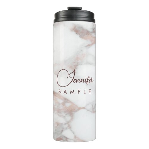 Best Monogram Rose Gold White Marble Template Thermal Tumbler