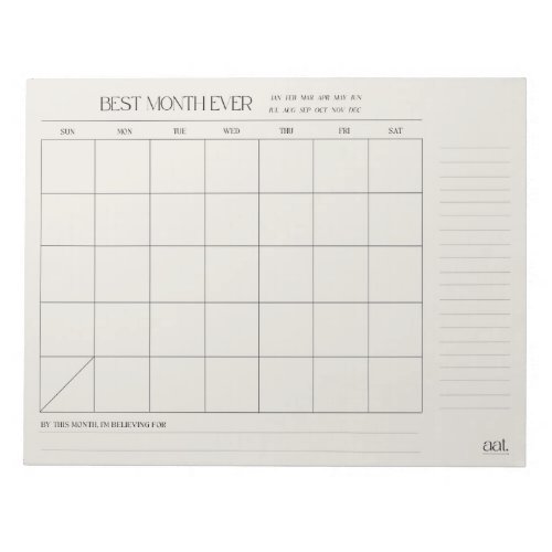 best month planner 11 x 85 Notepad _ 40 pages