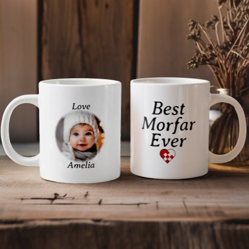 Best Morfar Ever _ Personalized Photo Yule Heart Giant Coffee Mug