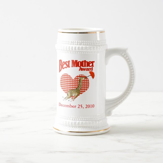 Best Mother Award Giraffe Stein with Hearts (Right)