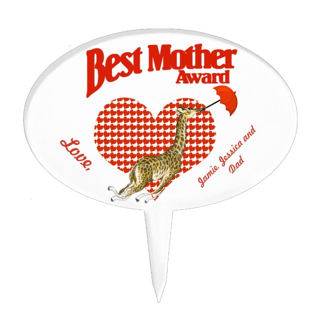 Best Mother Award Keepsake Cake Topper (Front)