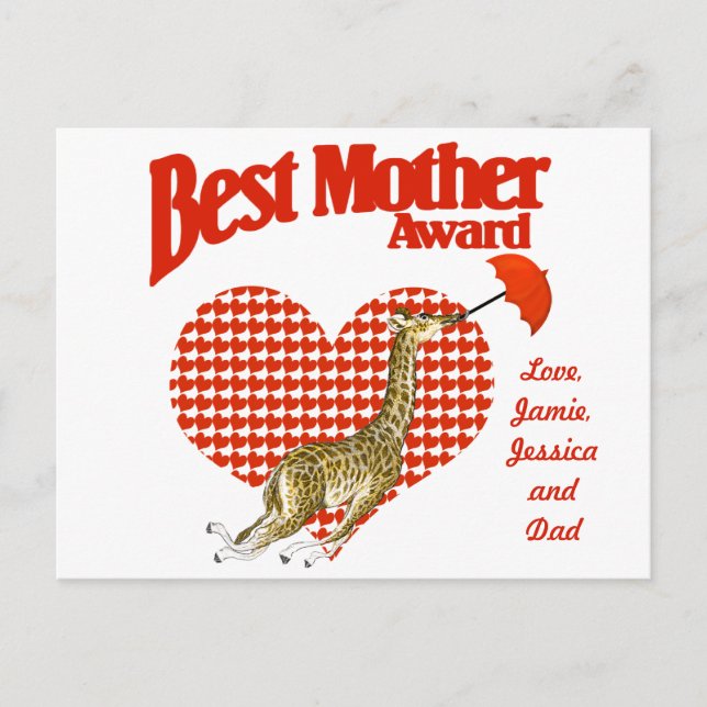 Best Mother Award Keepsake Postcard (Front)