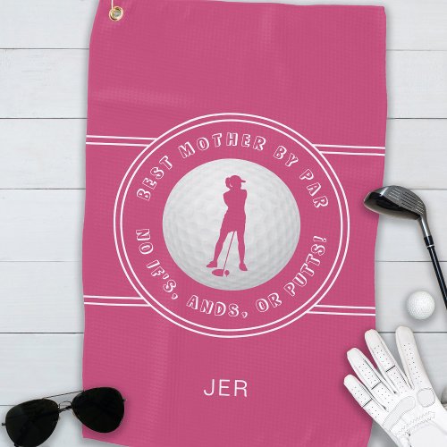 Best Mother By Par Funny Putts Ladies Golfer Pink Golf Towel